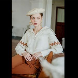 Petite Studio NYC Aspen merino Wool/cotton Sweater - Ivory